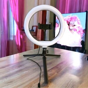 10” Ring Light, Metal Gimbals, Gooseneck Phone Mount Desktop Bracket